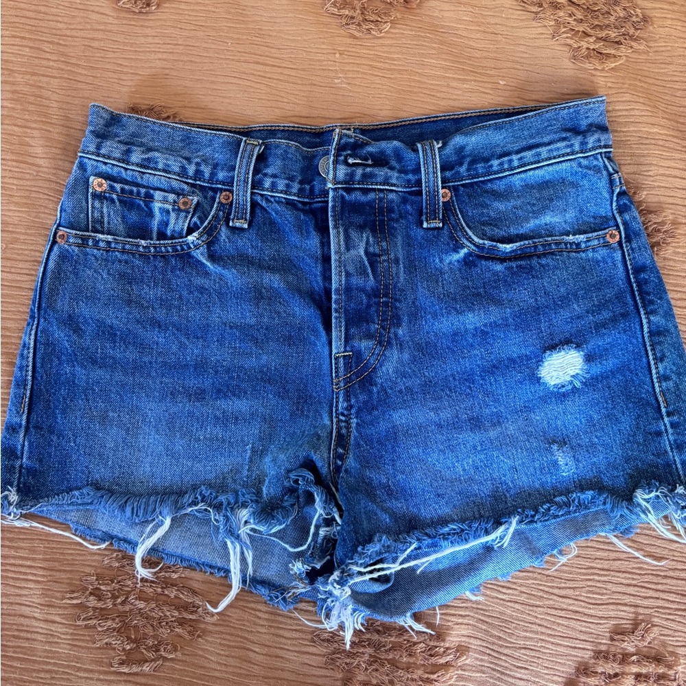 Levi's Blue Jean Shorts Distressed Cut-Off Style